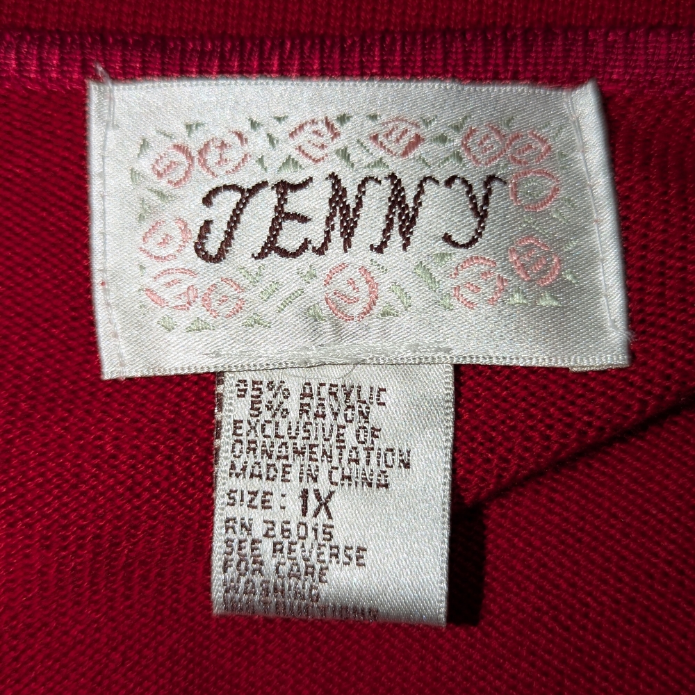 Beaded Red V-Neck‎ Sweater - Picture 6 of 8